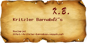 Kritzler Barnabás névjegykártya